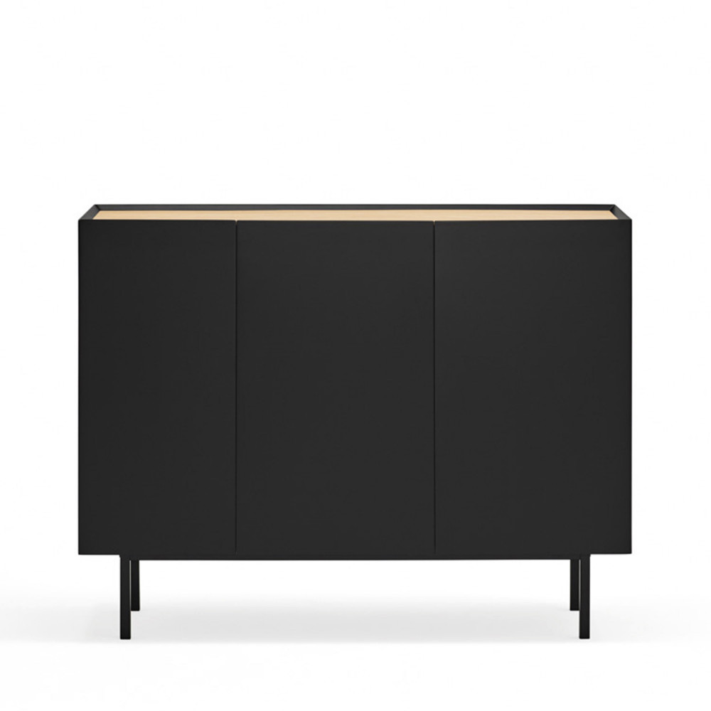 Arista - Buffet en bois 3 portes 3 tiroirs L110cm - Couleur - Noir