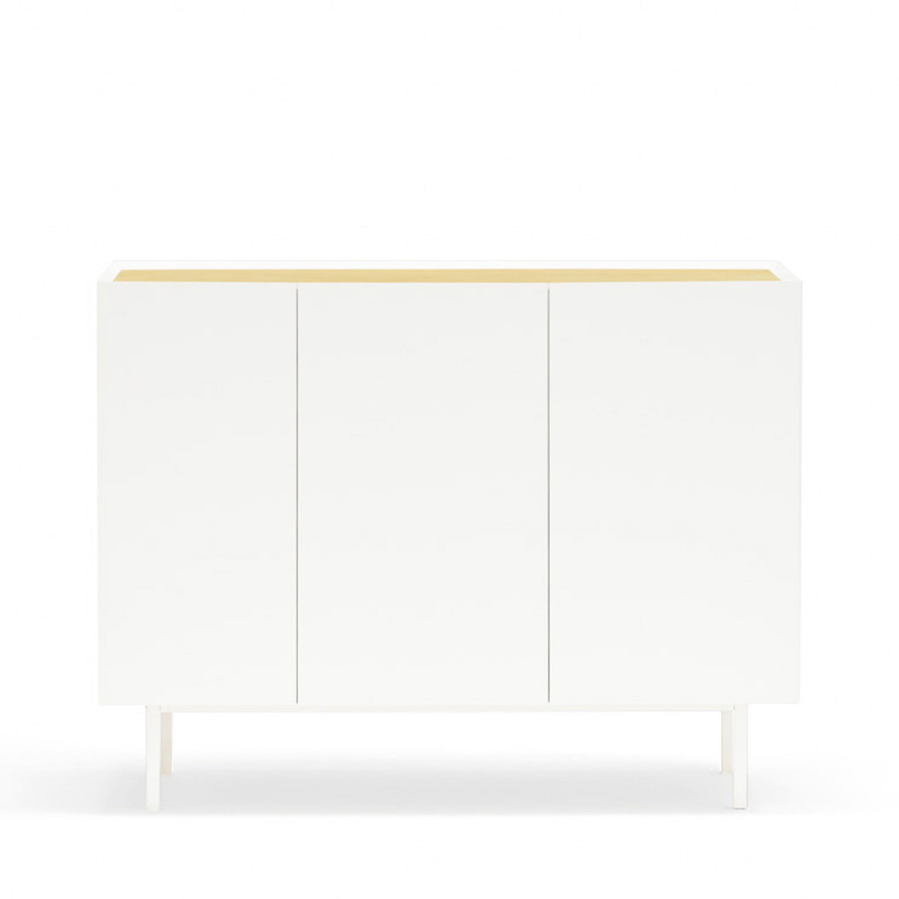 Arista - Buffet en bois 3 portes 3 tiroirs L110cm - Couleur - Blanc