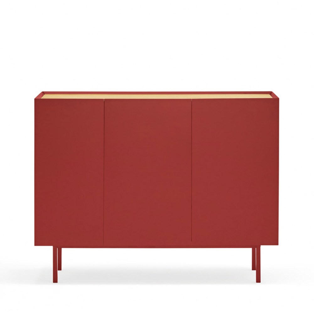 Arista - Buffet en bois 3 portes 3 tiroirs L110cm - Couleur - Rouge