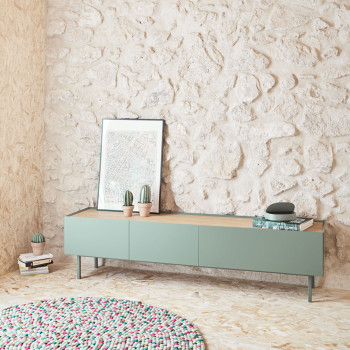 Arista - Meuble TV en bois 1 porte 2 tiroirs L180cm