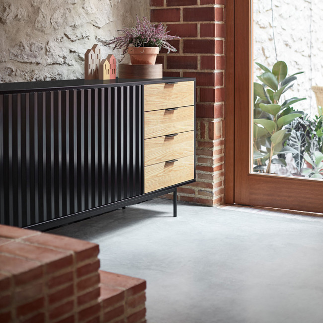 Sierra - Buffet en bois 2 portes 4 tiroirs L159,2cm