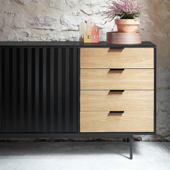 Sierra - Buffet en bois 2 portes 4 tiroirs L159,2cm