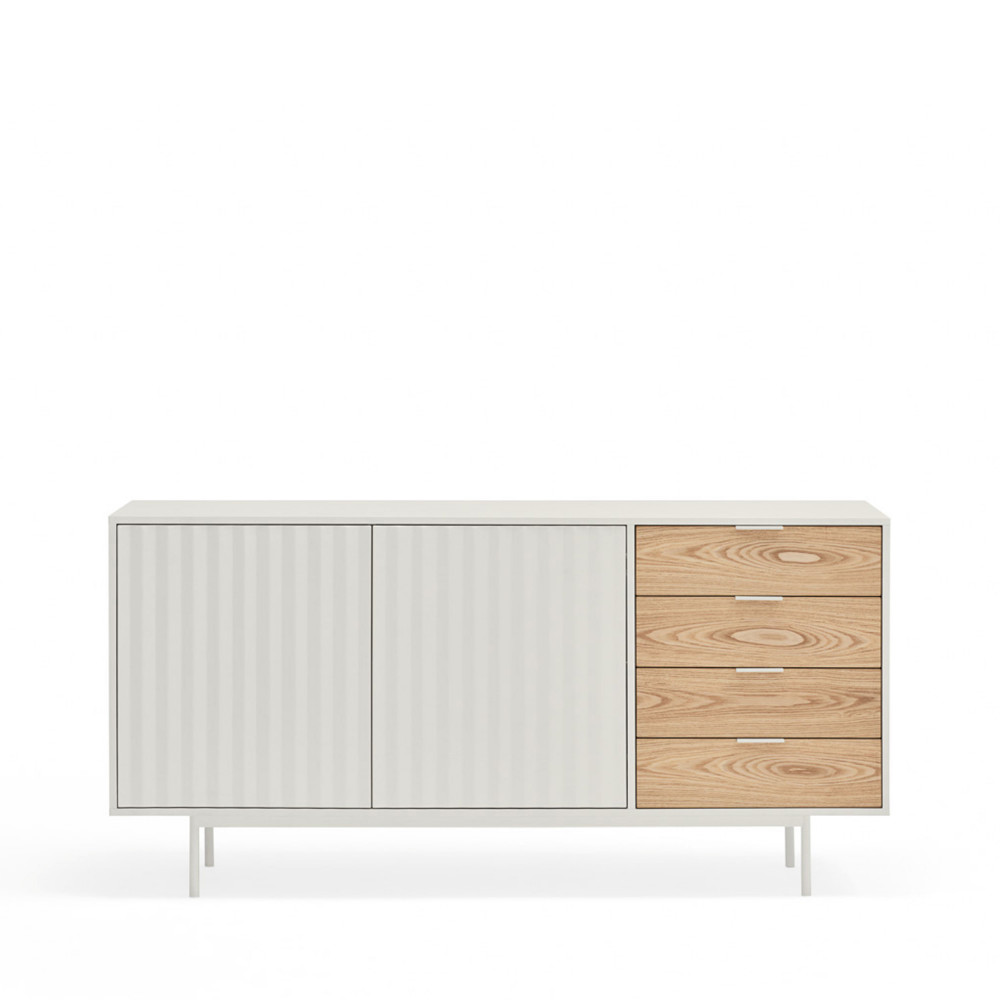 Sierra - Buffet en bois 2 portes 4 tiroirs L159,2cm - Couleur - Blanc