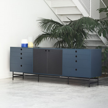 Punto - Buffet en bois 2 portes 8 tiroirs L212cm