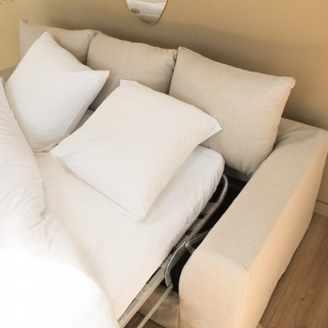 Amany - Canapé convertible entièrement déhoussable en tissu