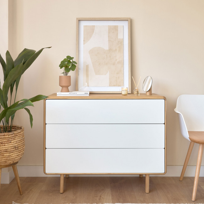 Anielle – Commode 3 tiroirs en bois et laqué