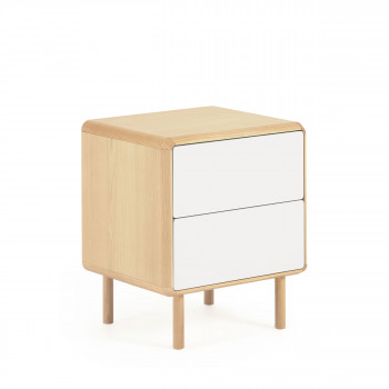 Anielle – Table de chevet 2 tiroirs en bois et laqué