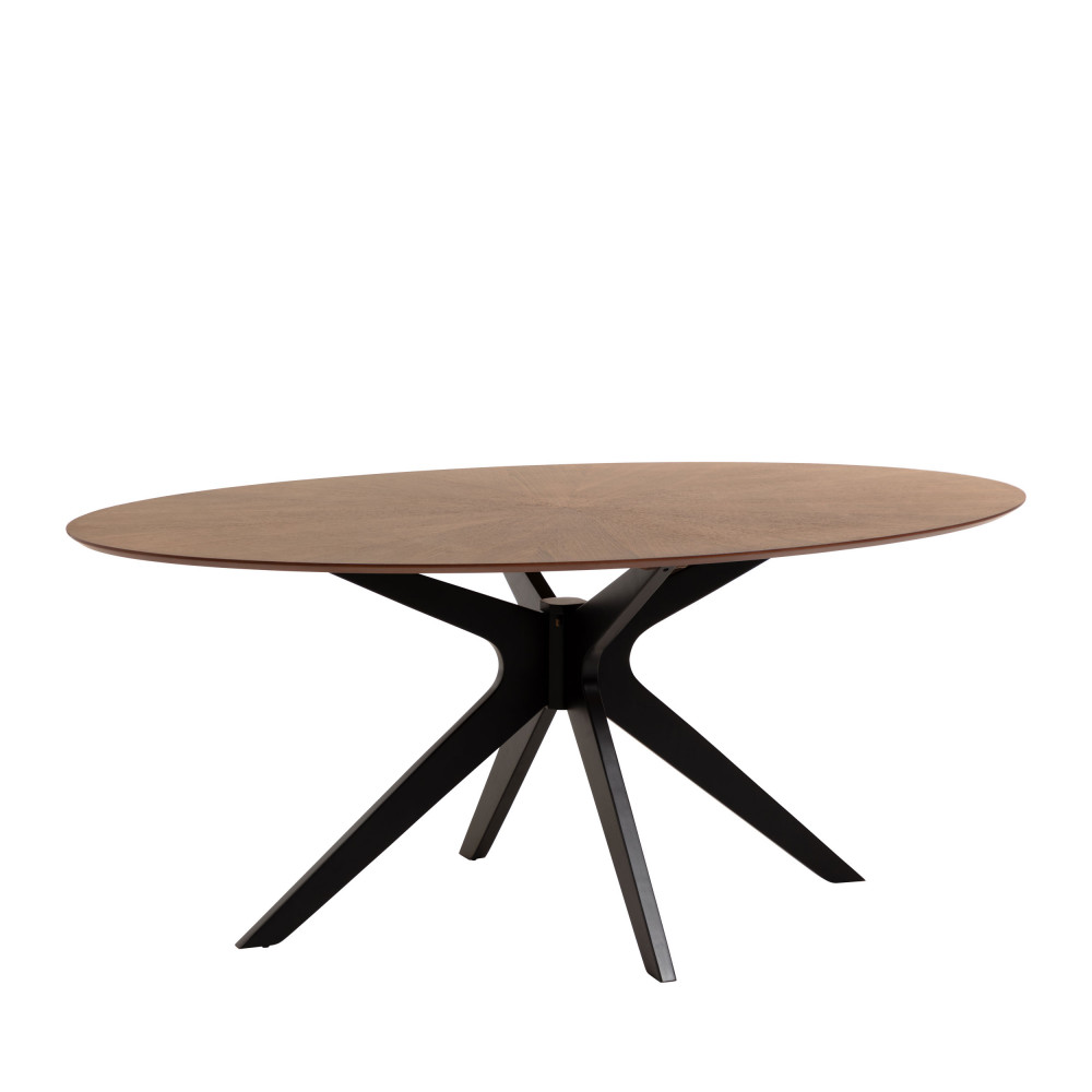 Naanim - Table ovale en bois 180x110cm - Couleur - Bois foncé / noir