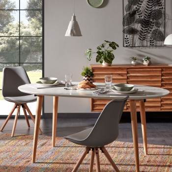 Table Extensible scandinave Kenda Couleur Bois et Blanc avec rallonge :  : Cuisine et Maison