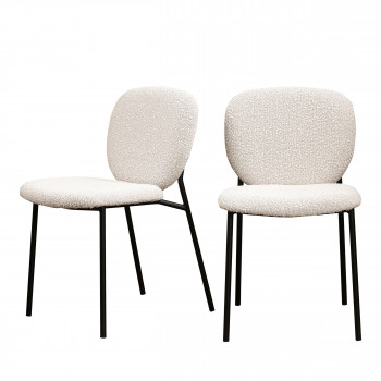 Dalby - Lot de 2 chaises en tissu bouclette et métal