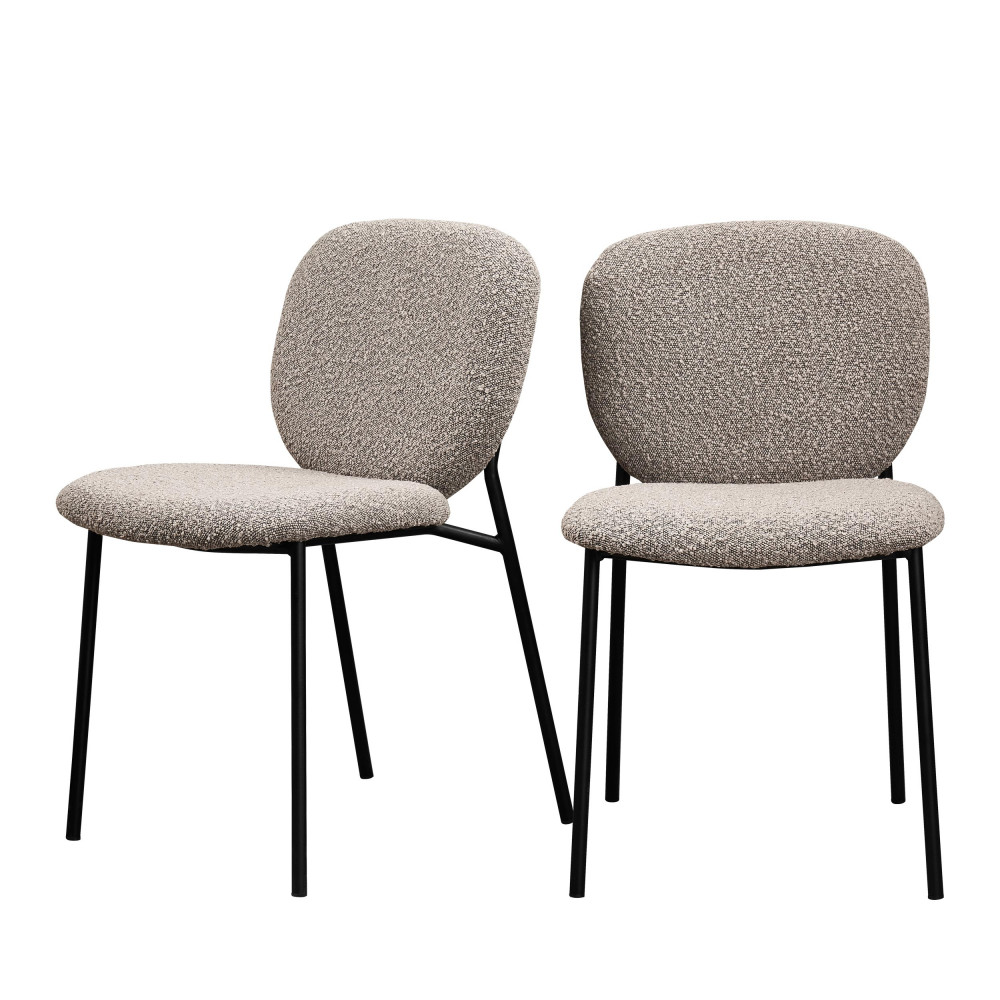 Dalby - Lot de 2 chaises en tissu bouclette et métal - Couleur - Taupe