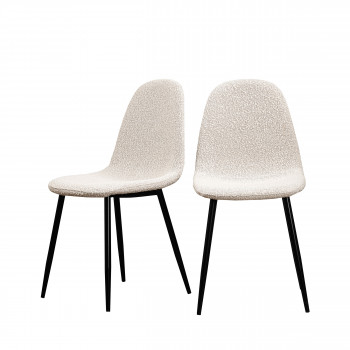 Vitikko - Lot de 2 chaises en tissu bouclette et pieds noirs