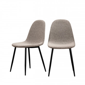 Vitikko - Lot de 2 chaises en tissu bouclette et pieds noirs