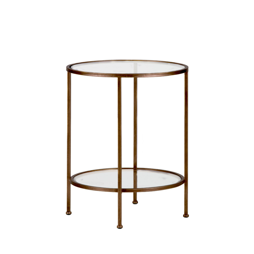 Goddess - Table d'appoint ronde en métal et verre ø46cm - Couleur - Laiton