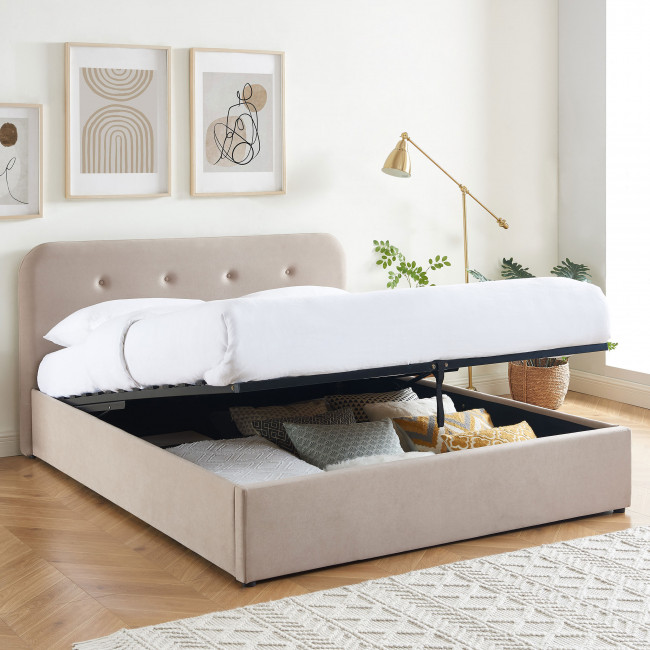 Eider - Lit coffre capitonné en velours 140x190cm