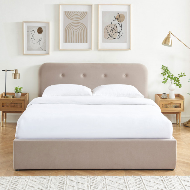 Eider - Lit coffre capitonné en velours 140x190cm