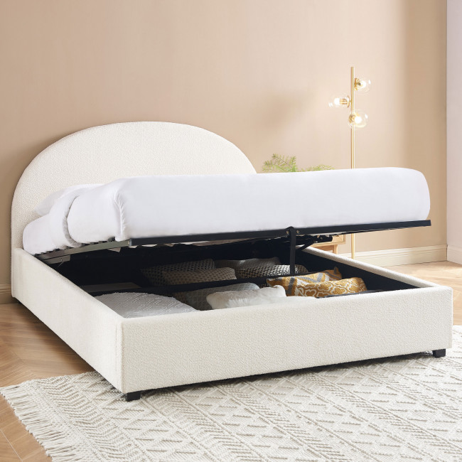 Merle - Lit coffre en tissu bouclette 140x190cm