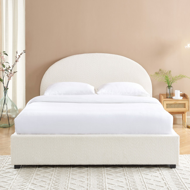 Merle - Lit coffre en tissu bouclette 140x190cm