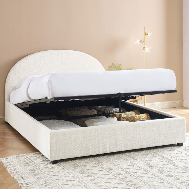 Merle - Lit coffre en tissu bouclette 160x200cm