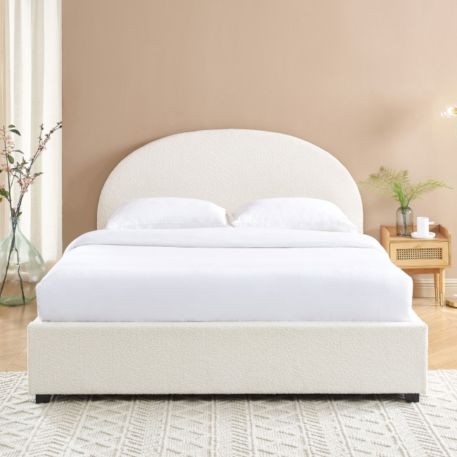 Merle - Lit coffre en tissu bouclette 160x200cm