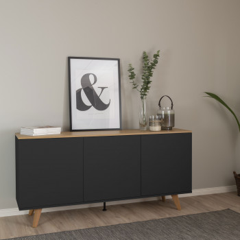 Amelia - Buffet en bois 3 portes L162cm