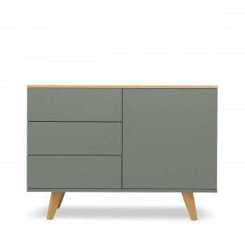 Amelia - Buffet en bois 1 porte 3 tiroirs L109cm