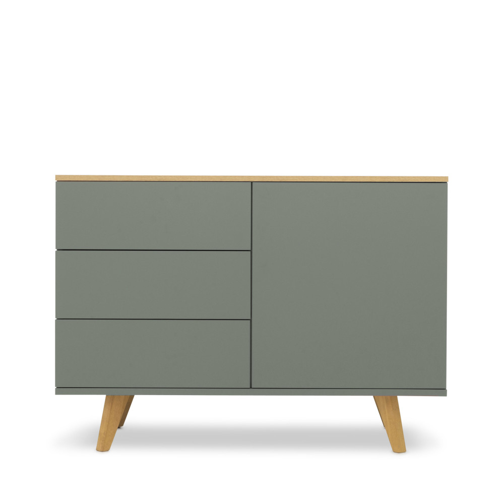 Amelia - Buffet en bois 1 porte 3 tiroirs L109cm - Couleur - Gris