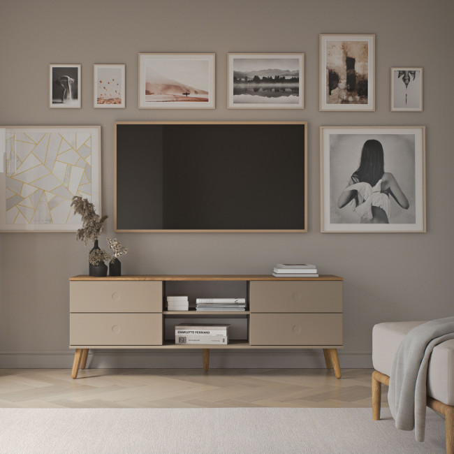 Dot - Meuble tv en bois 4 tiroirs L162cm