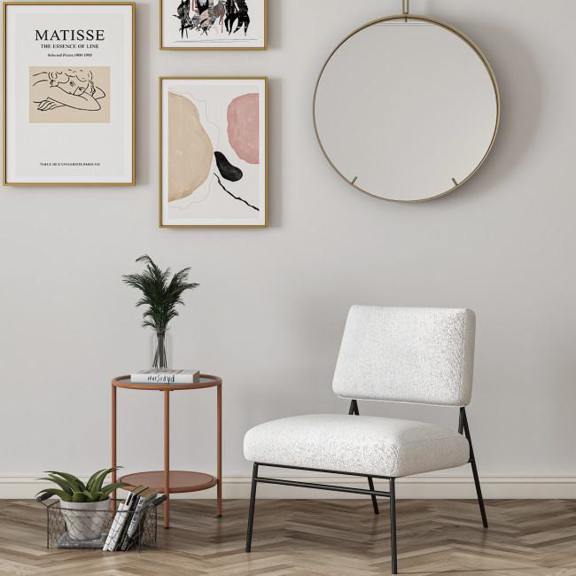 Livy - Fauteuil design en tissu bouclette et métal