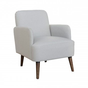 Brooks - Fauteuil rétro en tissu chiné et pieds bois foncé