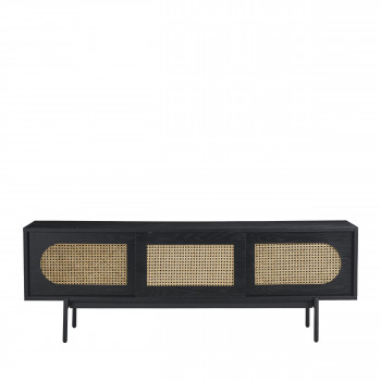 Kendari - Meuble TV 3 portes en bois et cannage L160cm