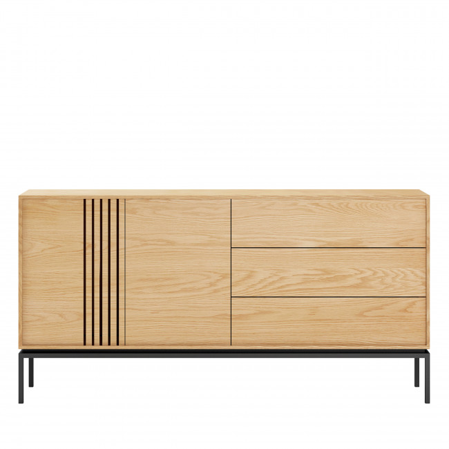 Krokom - Buffet 2 portes 3 tiroirs en bois et métal L180cm