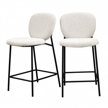 Dalby - Lot de 2 tabourets de bar en tissu bouclette et métal 65cm