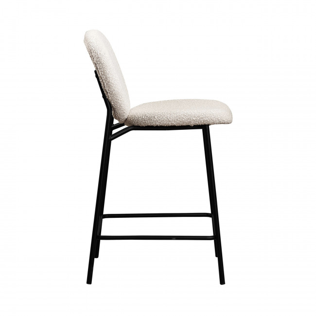 Dalby - Lot de 2 tabourets de bar en tissu bouclette et métal 65cm