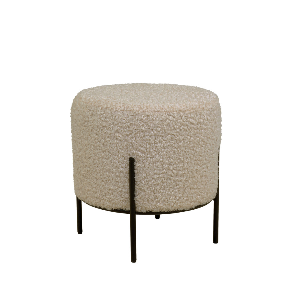 Alford - Pouf rond en tissu bouclette et métal ø35,5cm - Couleur - Sable