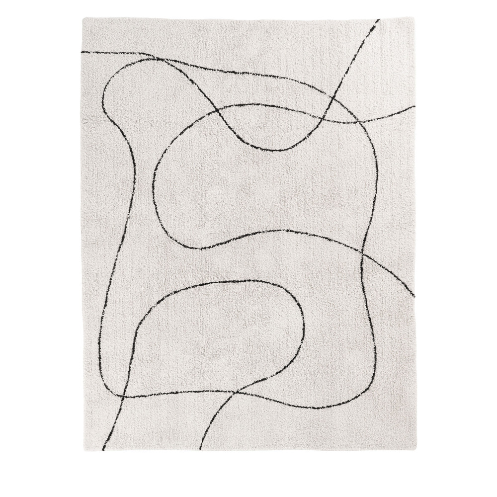 Tampa - Tapis avec formes organiques - Couleur - Noir / Blanc, Dimensions - 200x300 cm