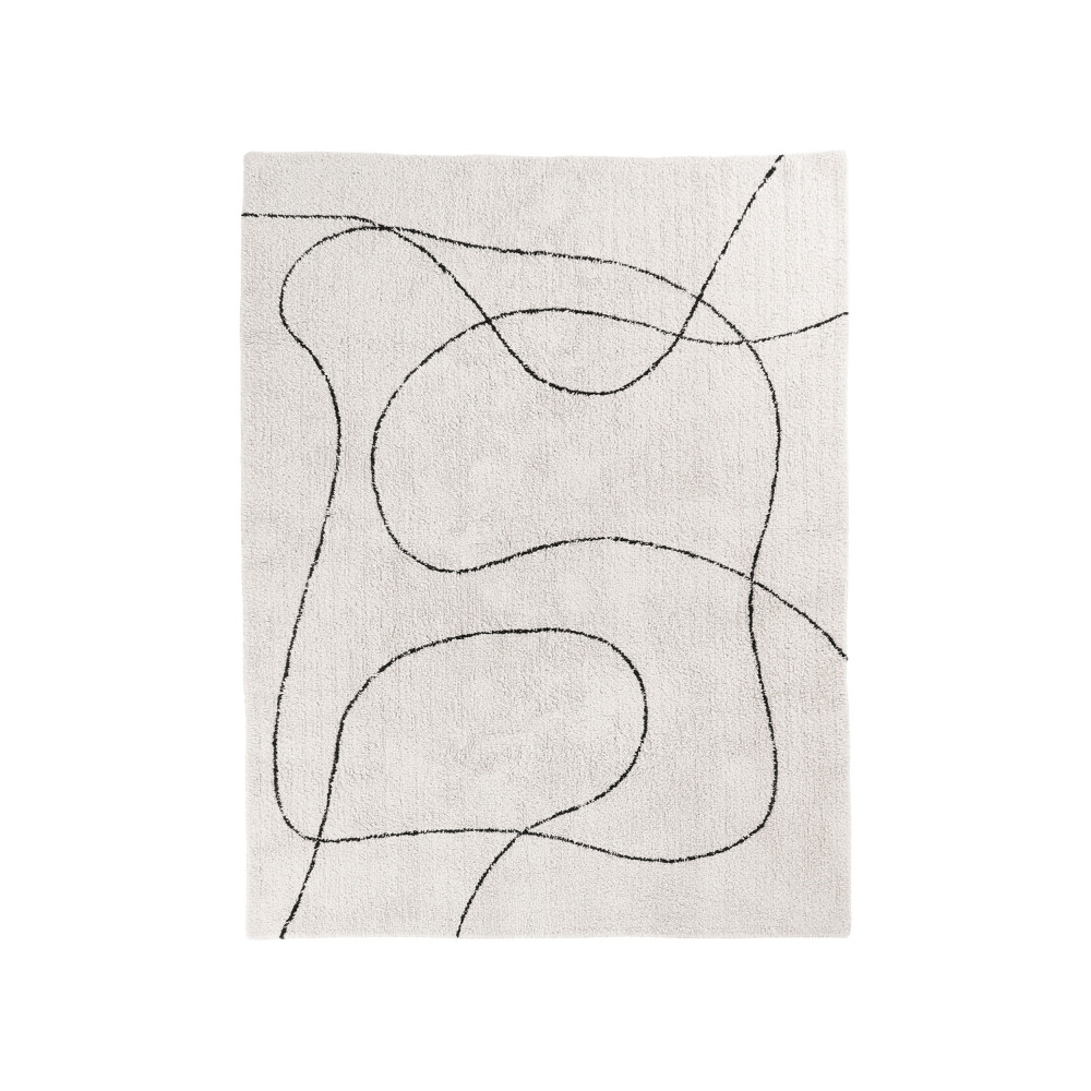 Tampa - Tapis avec formes organiques - Couleur - Noir / Blanc, Dimensions - 160x230 cm