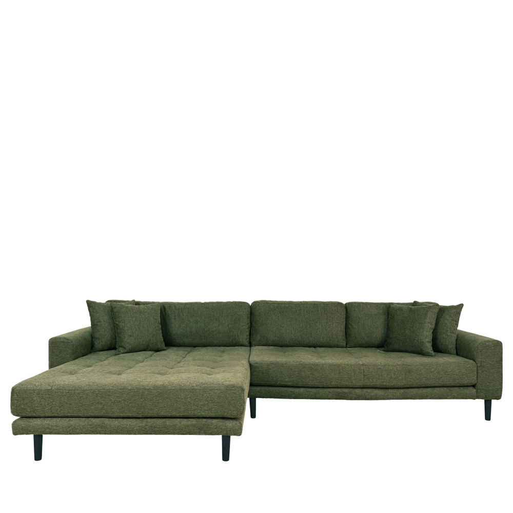 lido - canapé d'angle gauche en tissu pieds noirs l290cm - couleur - vert olive