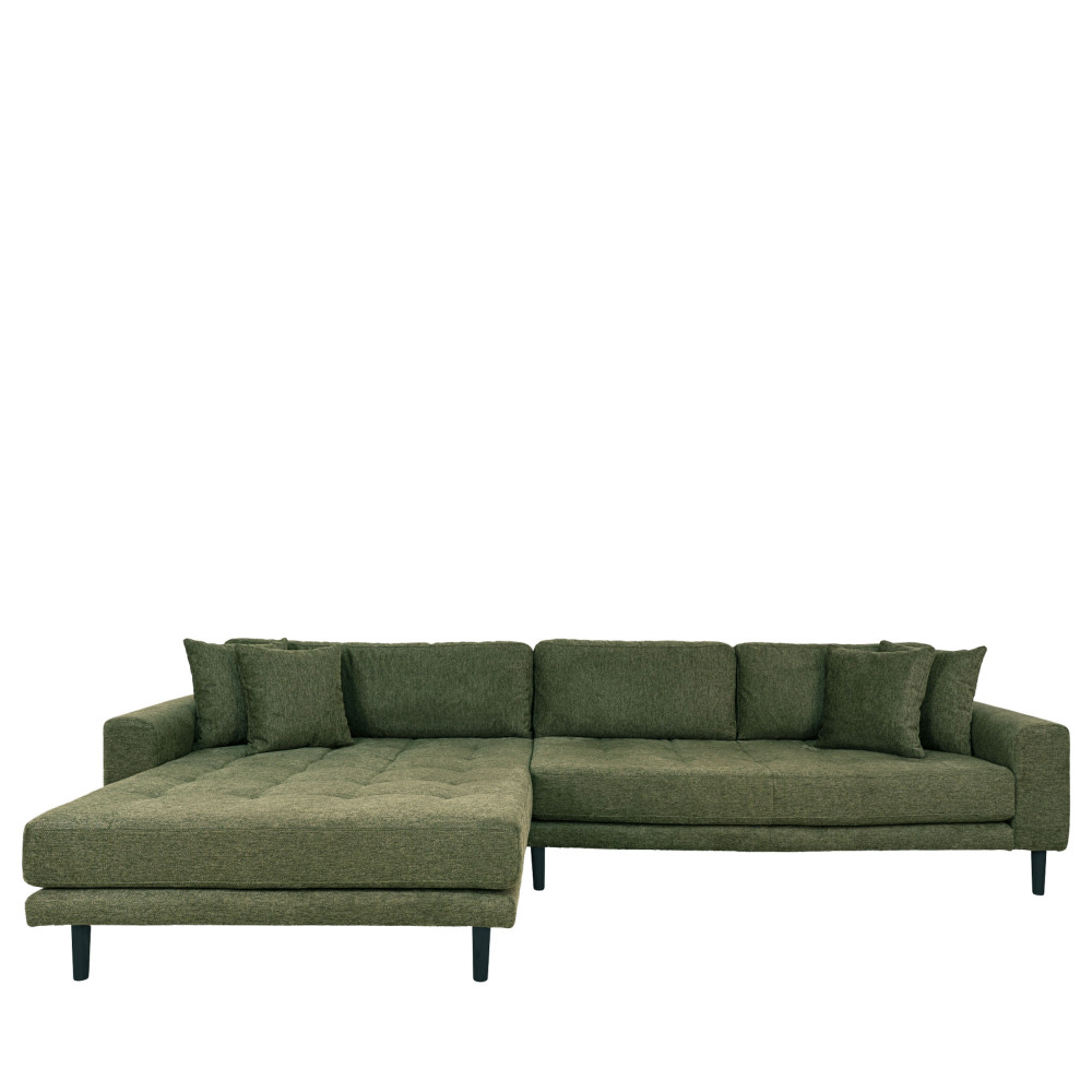 Lido - Canapé d'angle gauche en tissu pieds noirs L290cm - Couleur - Vert olive