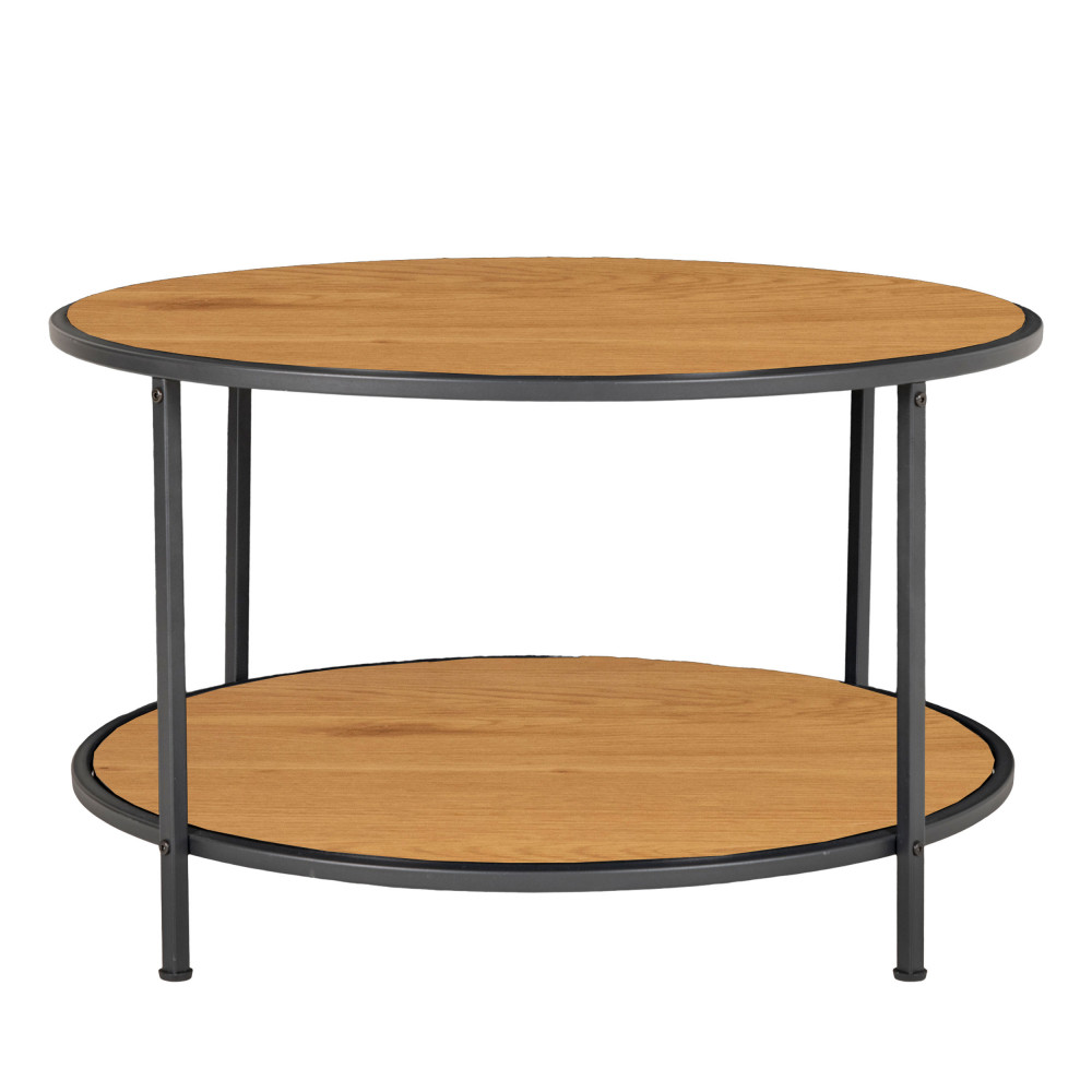 Vita - Table basse ronde en bois et métal ø80cm - Couleur - Bois clair