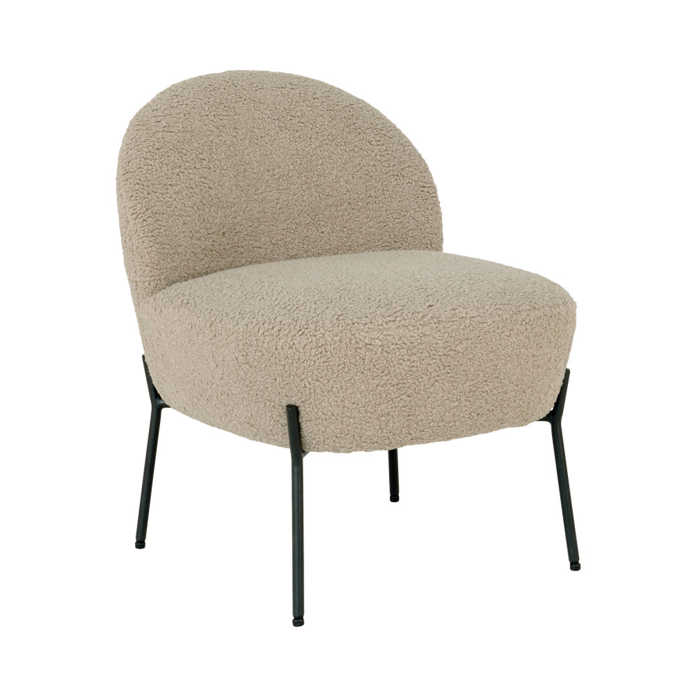 Merida - Fauteuil en tissu bouclette et métal - Couleur - Sable