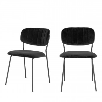 Alicante - Lot de 2 chaises en velours et métal