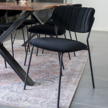 Alicante - Lot de 2 chaises en velours et métal