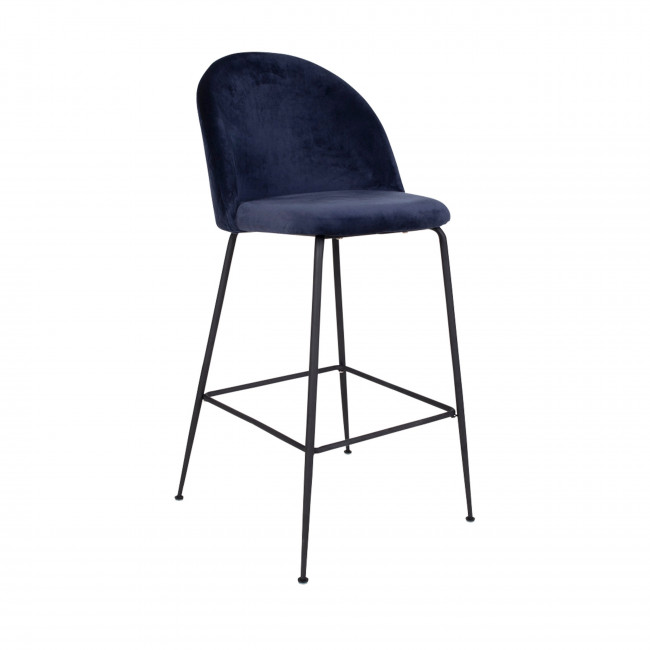 Lausanne - Lot de 2 chaises de bar en velours et métal