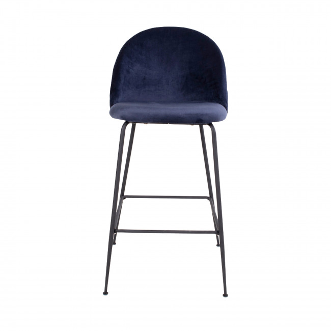 Lausanne - Lot de 2 chaises de bar en velours et métal