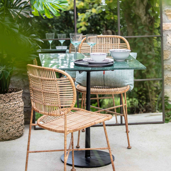 Bistro - Table de bistrot carrée en marbre et métal 70x70cm