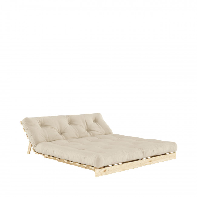 Roots - Canapé convertible 160x200cm en bois naturel et tissu 160x200cm