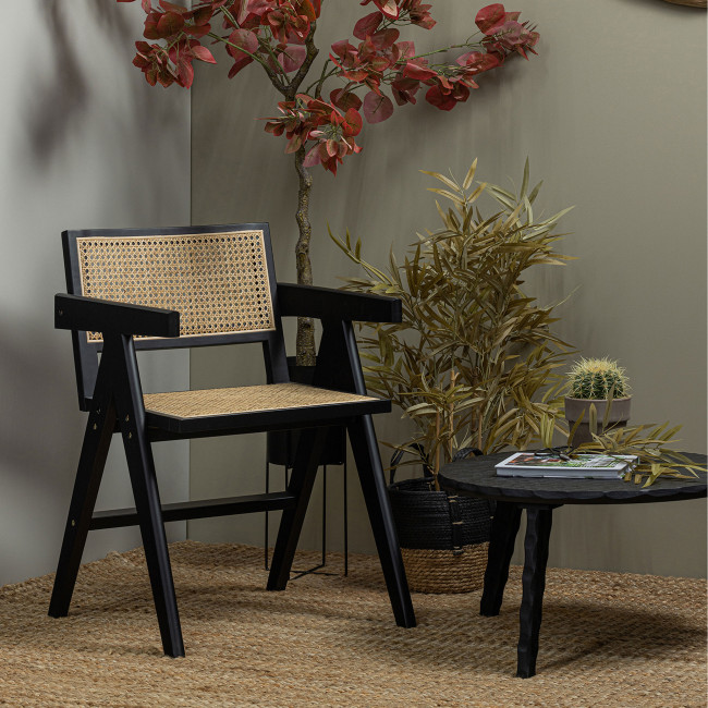 Gunn - Chaise en bois et rotin