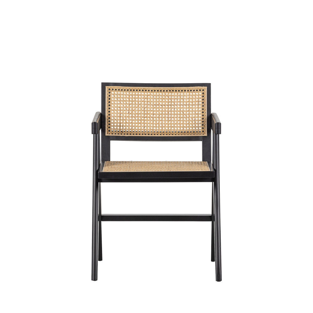 Gunn - Chaise en bois et rotin - Couleur - Noir