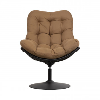 Vive - Fauteuil de jardin en rotin avec coussin en tissu